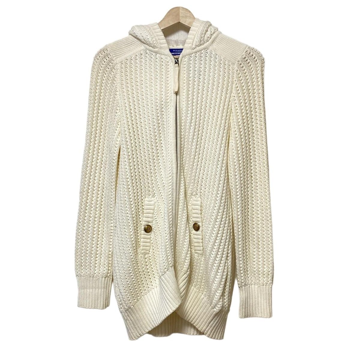 Burberry Blue Label バーバリーブルーレーベル パーカー サイズ38 M レディース - アイボリー 長袖|ニット|ジップアップ