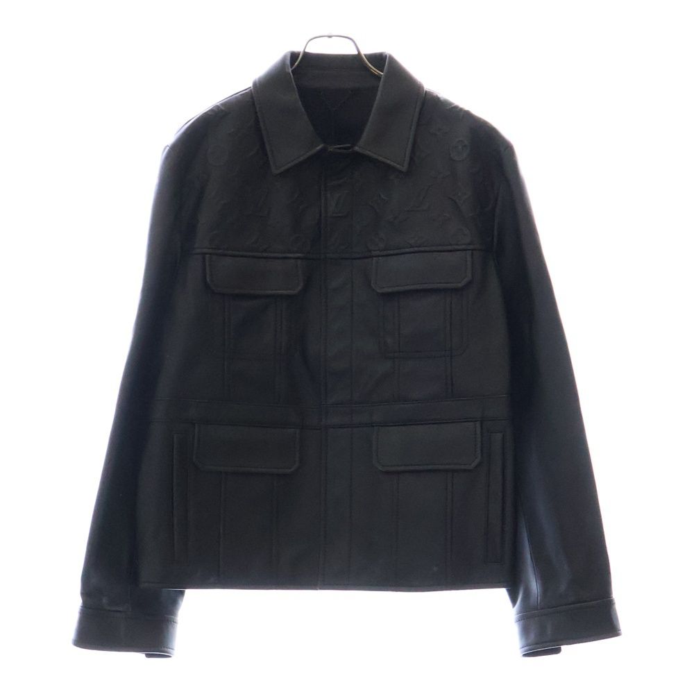 LOUIS VUITTON ルイヴィトン 23SS Monogram Trucker Leather Jacket RM2319 UM4 HOL12E モノグラム レザートラッカージャケット ブラック