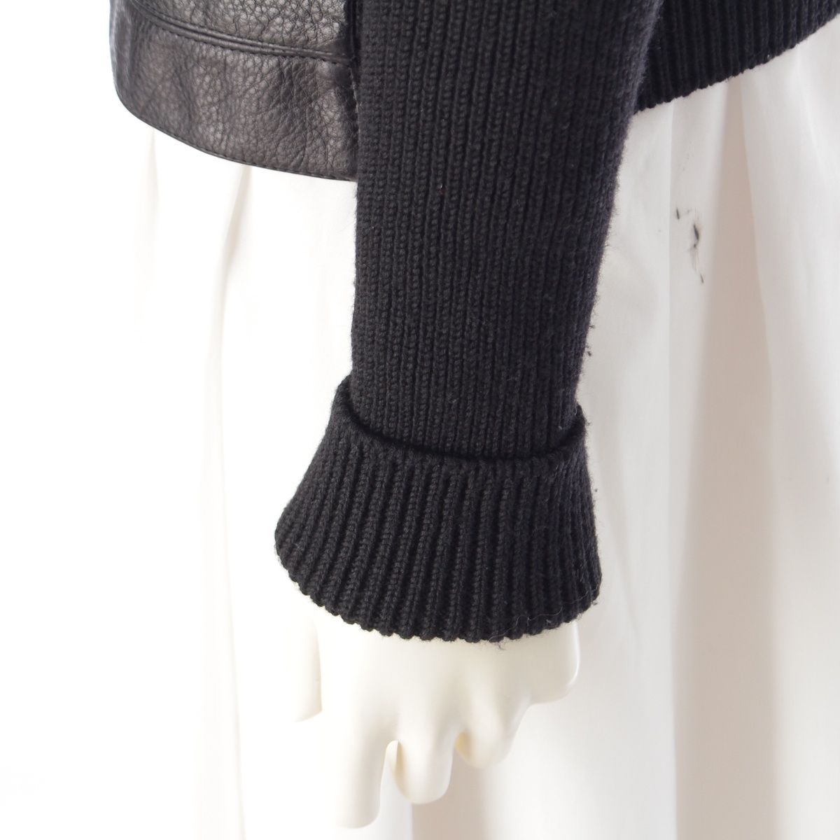 プラダ 2002年 レザー ドッキング ニット ジップアップ ジャケット アウター ブラック 42 GULLKHAN_COM