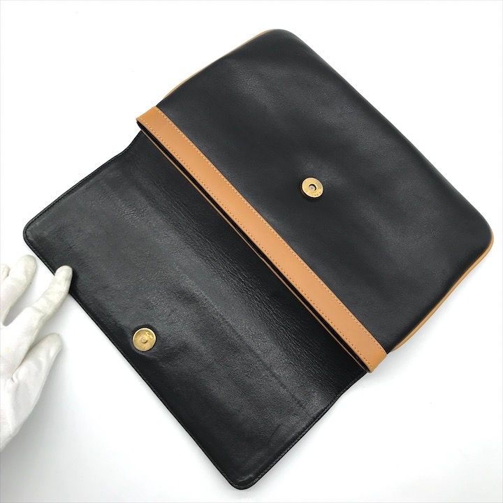 美品 CELINE セリーヌ 馬車金具 レザー クラッチ セカンド