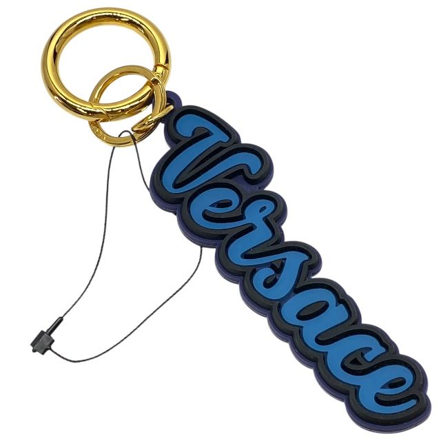 ヴェルサーチ キーホルダー キーリング チャーム バッグチャーム ロゴ ラバー GP ブルー ブラック VERSACE メンズ レディース 感 人気デザイン 上品