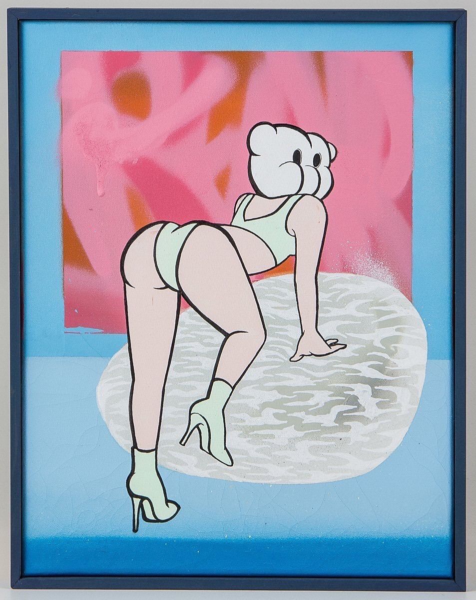 真作 KILA MIDORI キラミドリ Room 1 キャンバスにスプレー アクリル絵具 6号 額装