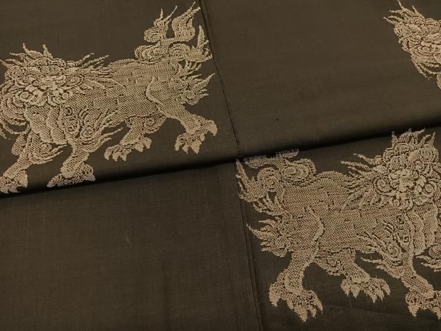 平和屋着物○本場大島紬 9マルキ 地空き 唐獅子 正絹 逸品 BAAT0870yc  