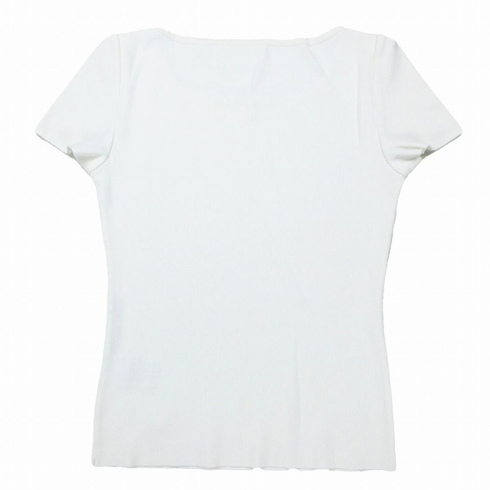 F464 M 40 フォクシーニューヨーク 白襟 半袖 カットソー レディース フォクシー FOXEY Tシャツ カットソー 半袖 ニット ストレッチ
