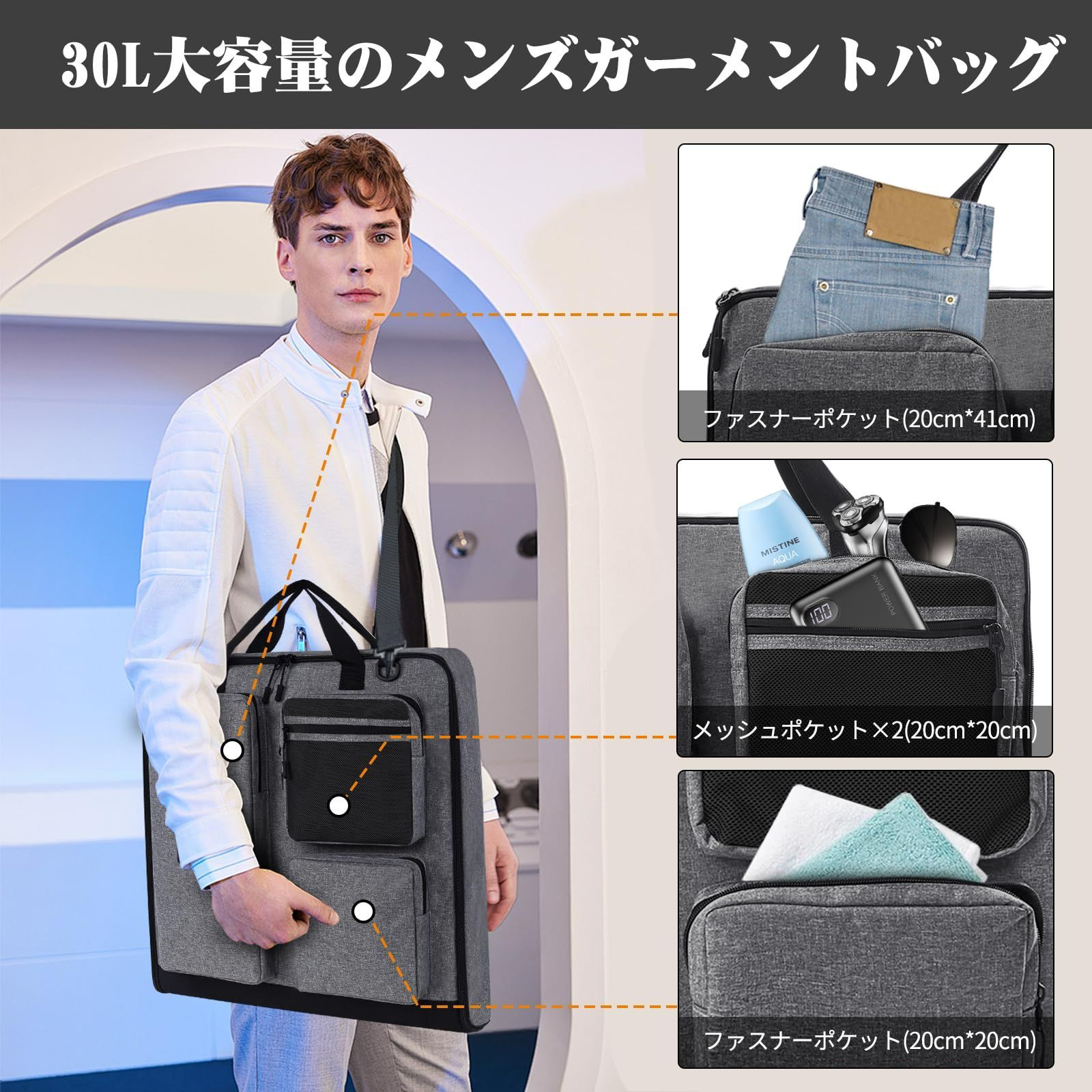新着商品】[lovvento] 16インチPC対応 ガーメントバッグ スーツバッグ
