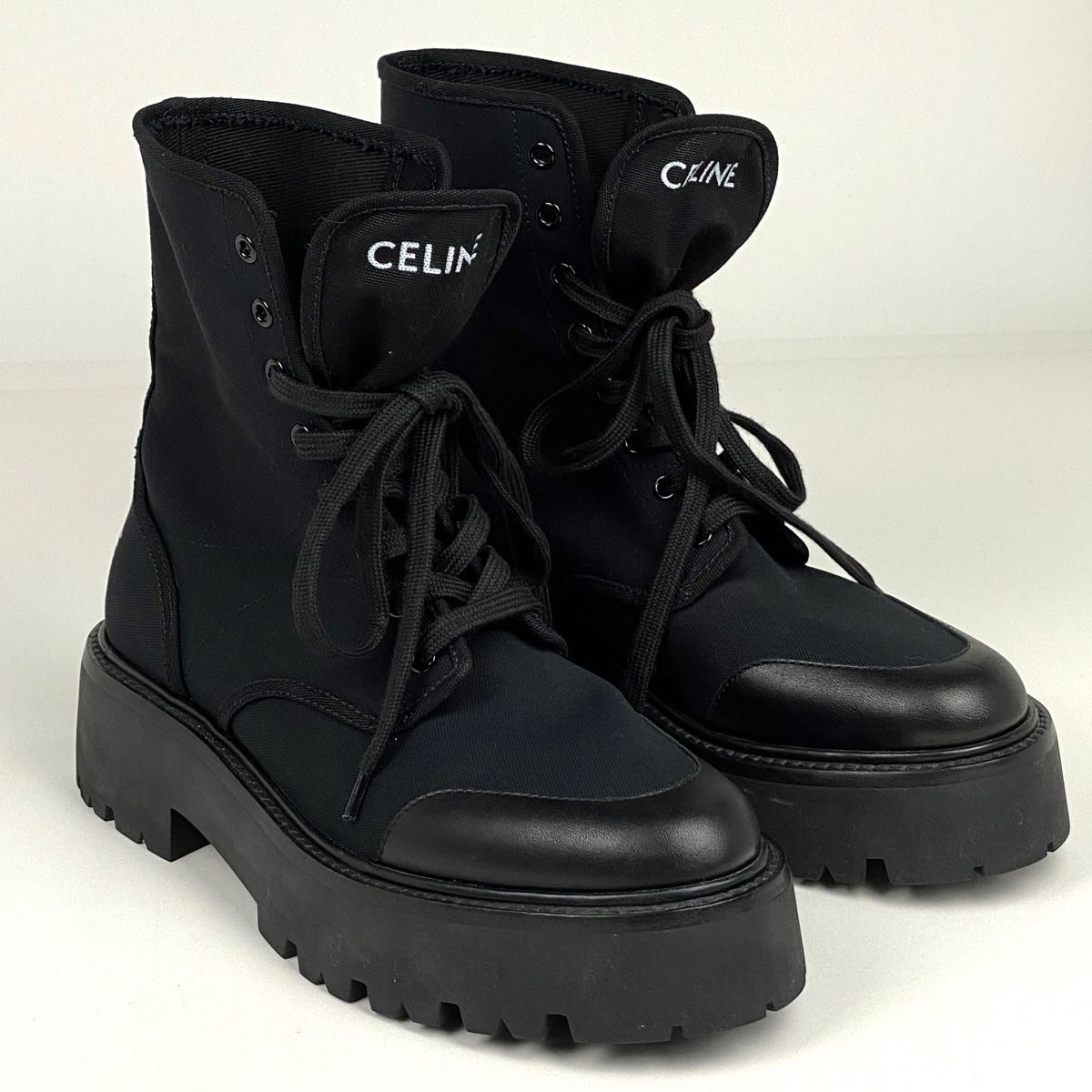 セリーヌ CELINE ロゴ レースアップ ショートブーツ 厚底 ラギッド 