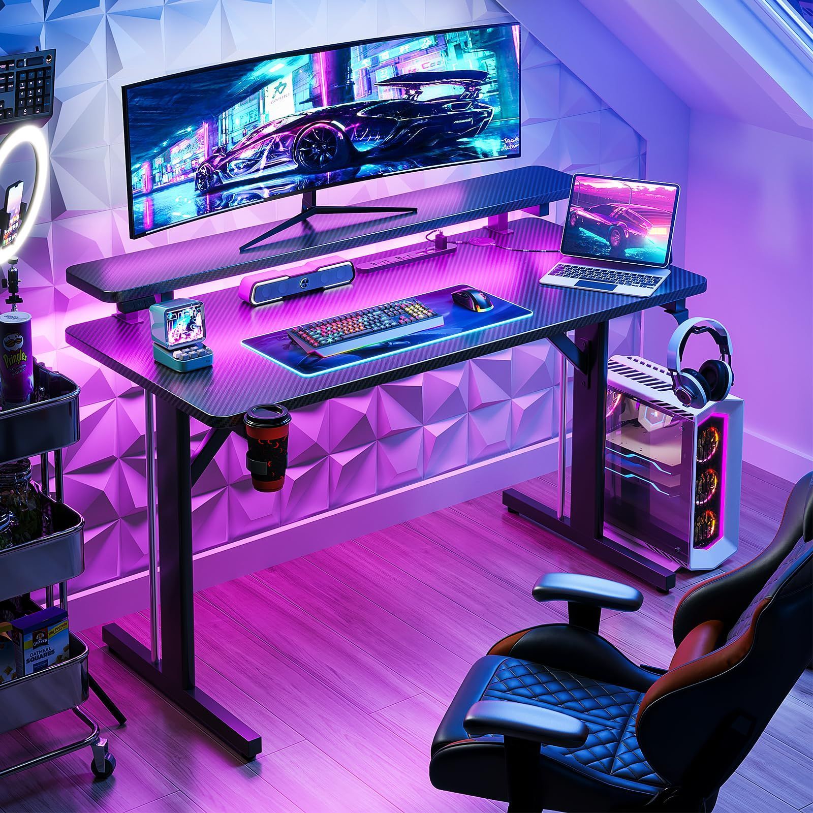 パソコン＆ゲーミングデスク モニター台付き