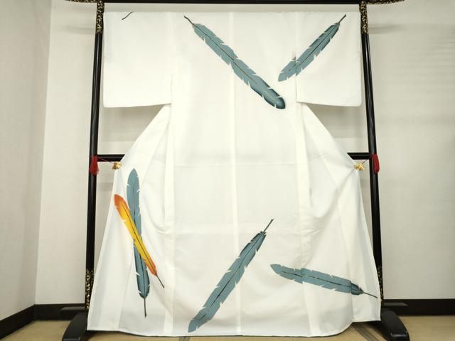 平和屋着物●男性 訪問着 舞羽根文 金彩 洗える着物 AABB7883ck