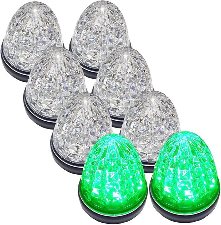 Customize カスタマイズ 24V トラック用 LED マーカーランプ サイド クリスタルカット仕様 16LED 汎用 シーリングタイプ防水 各色 クリアレンズ グリーン( クリアレンズ グリーン，  8個)
