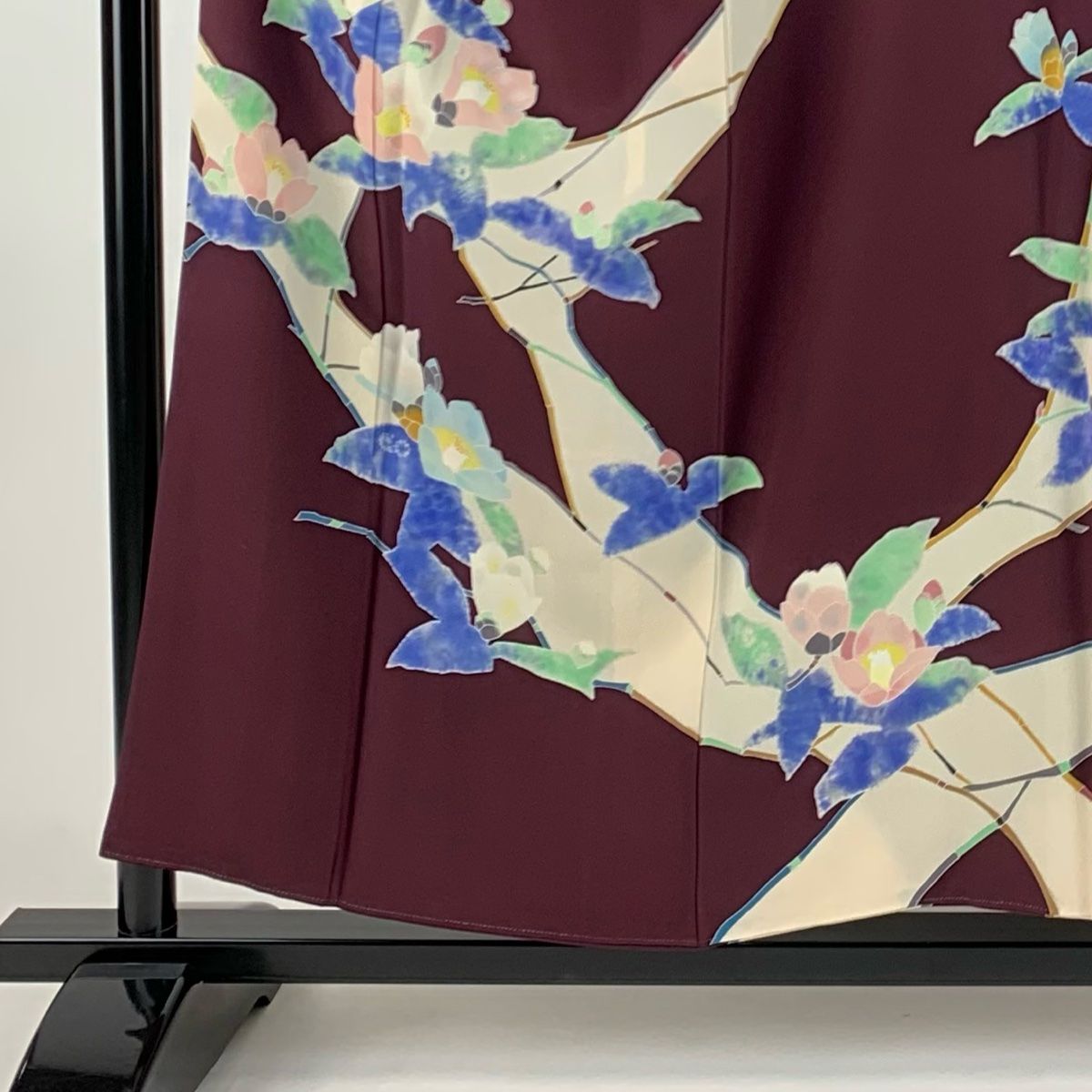 大島紬 身丈154.5cm 裄丈63cm S 袷 証紙あり 葉柄 草木染 茶色 正絹  