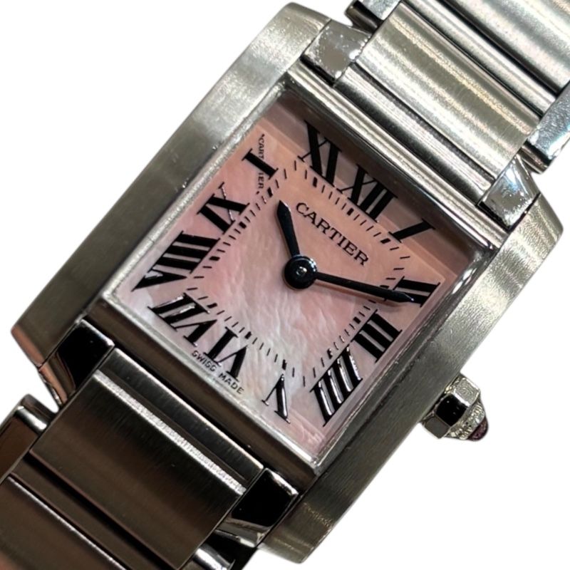 カルティエ Cartier タンクフランセーズSM ピンクシェル文字盤 W51028A3 SS レディース 腕時計