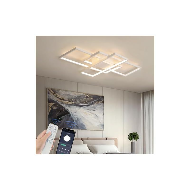 LED シーリングライト 16畳 APP遠隔制御 無段階調光調色 リモコン付き 北欧 おしゃれ インテリア ライト リビング 天井 照明器具 間接照明 和室 居間 日本語説明書付 BKBEINGKING 北欧風 BK-HT59 ホワイト 105*60cm 約2