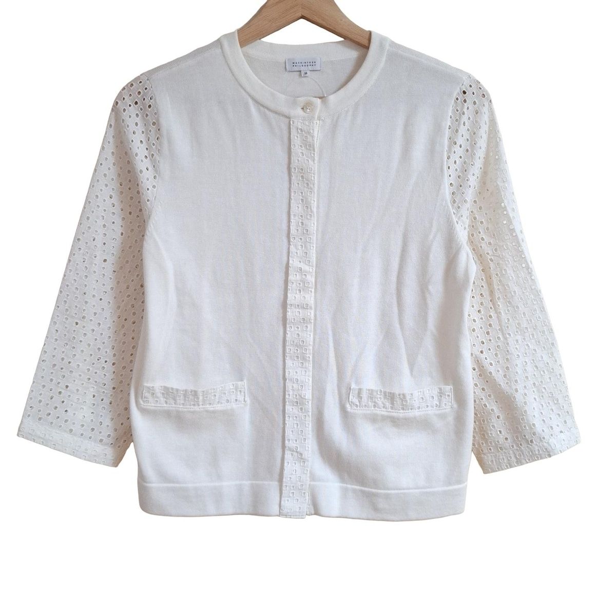 マッキントッシュフィロソフィー リネンブレンド 長袖 ニットカーディガン 38 ブルーグレー MACKINTOSH PHILOSOPHY レディース 古着 中古 MACKINTOSH PHILOSOPHY マッキントッシュフィロソフィー リネン