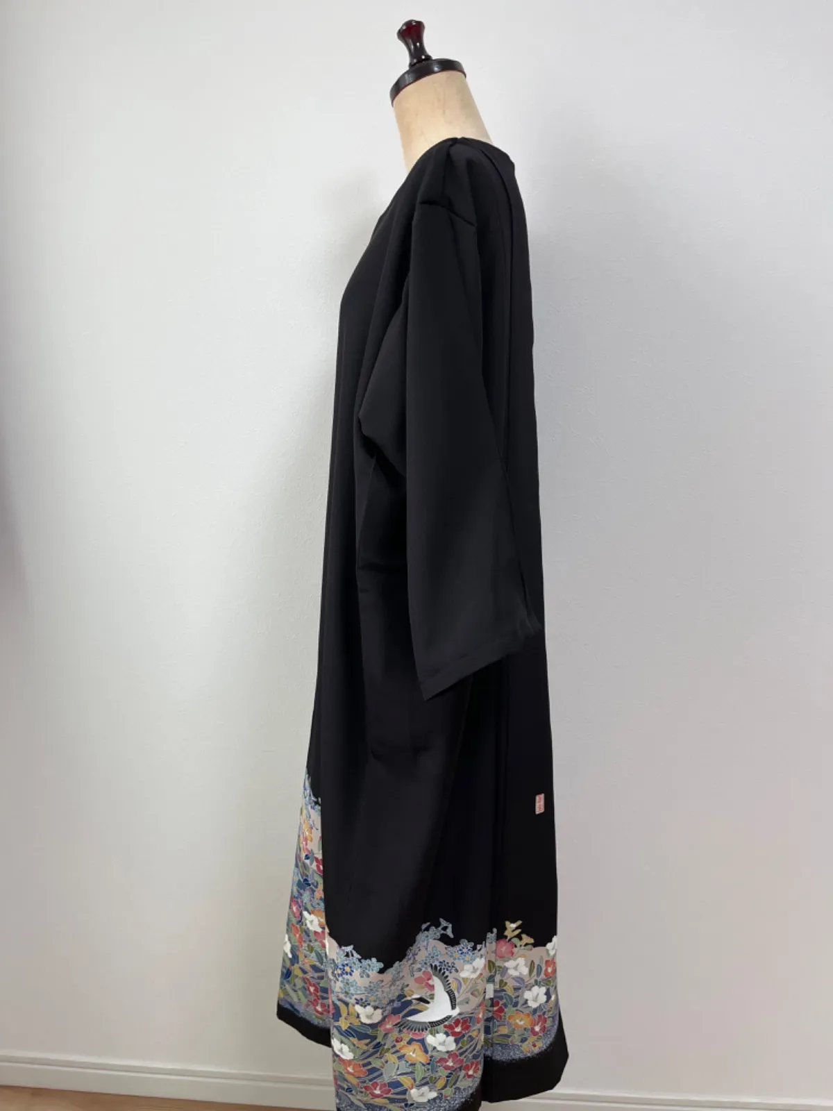 正絹着物リメイク 着物ワンピース 鶴花柄ゆったりサイズ|mercari 