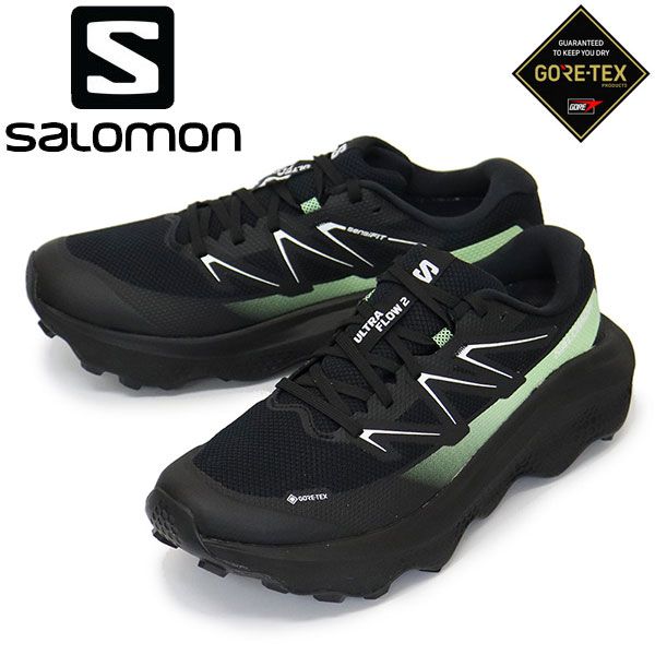 Salomon サロモン L47981400 ULTRA FLOW 2 GORE-TEX 男性用トレイルランニングシューズ Black Black Patina Green SL085 26.5cm