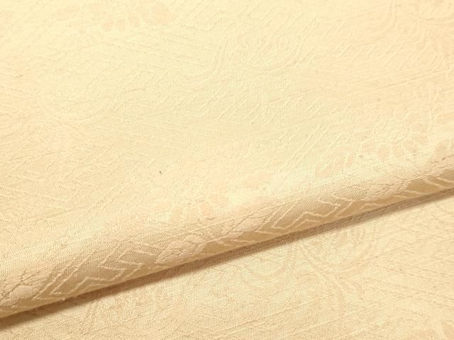 平和屋着物○上質な紬 工房布礼愛 草木染めの茜 草花地紋 肌色 証紙  