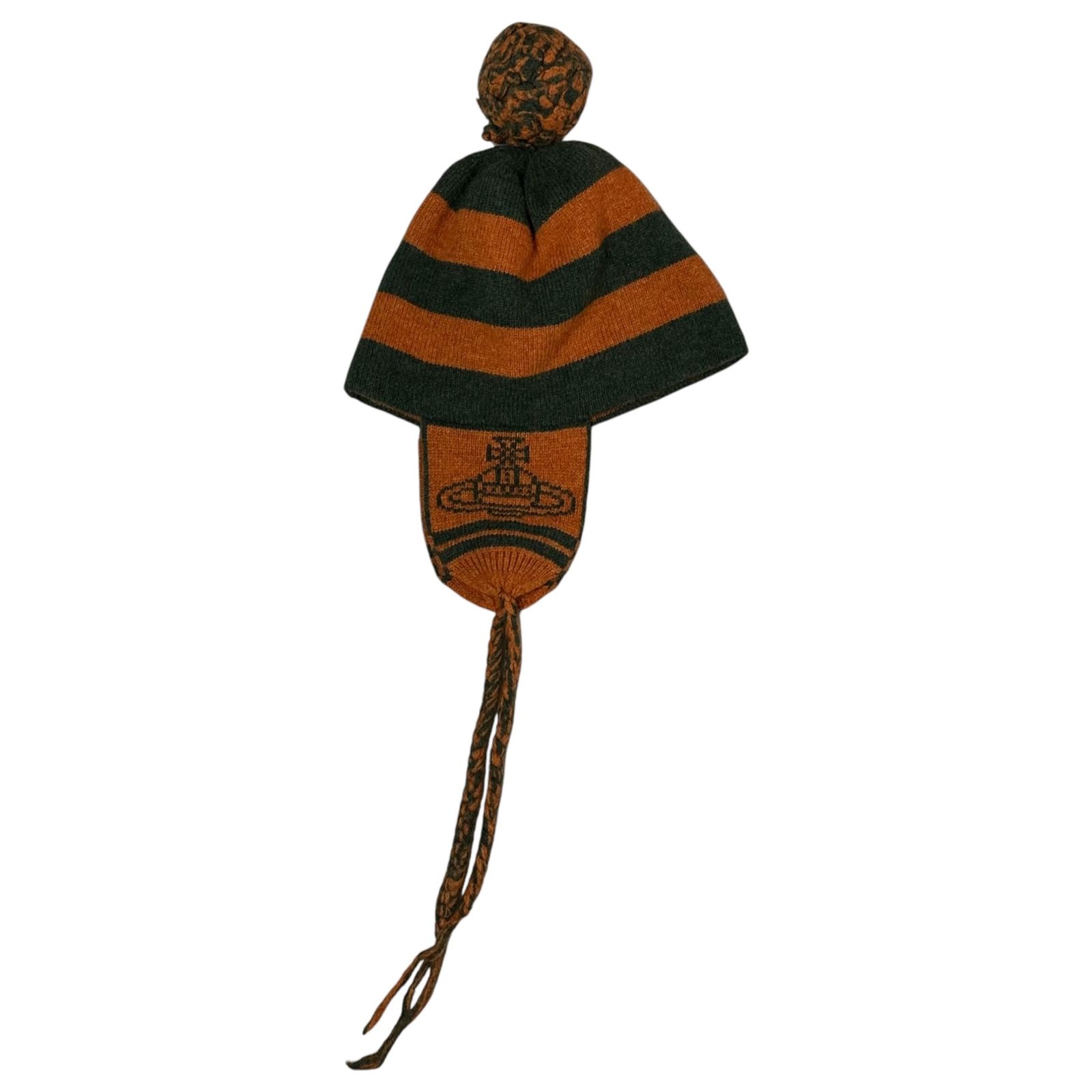 Vivienne Westwood ボーダーニットキャップ　耳当てニット帽 Vivienne Westwood（ヴィヴィアンウエストウッド） 良品 オーブ