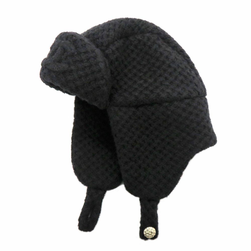 名古屋 シャネル チャプカ帽子 AAB464 25K カシミヤ シルク ブラック トラッパーハット 黒 ニット帽