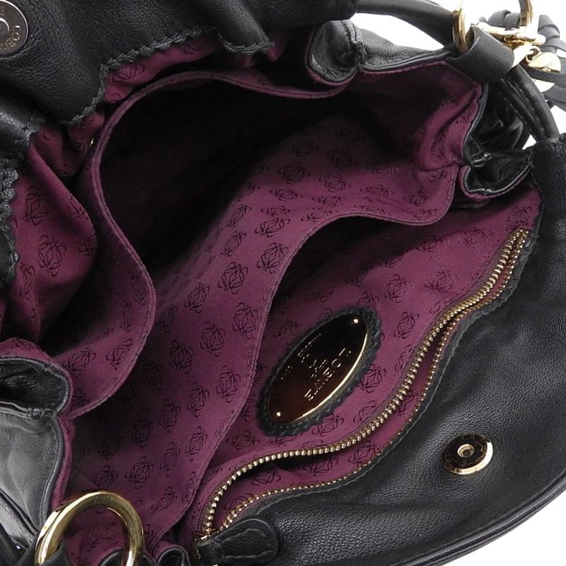 ロエベ LOEWE ポシェット フラメンコ22 フリンジ タッセル ショルダーバッグ レザー ブラック 中古 新入荷 OB2418 Flamenco（LOEWE） ロエベ LOEWE ポシェット フラメンコ22 フリンジ