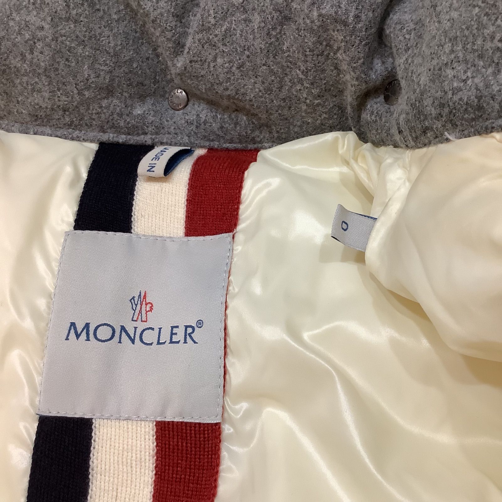 モンクレール ガムブルー MONCLER ワッペン ツイード ダウンジャケット