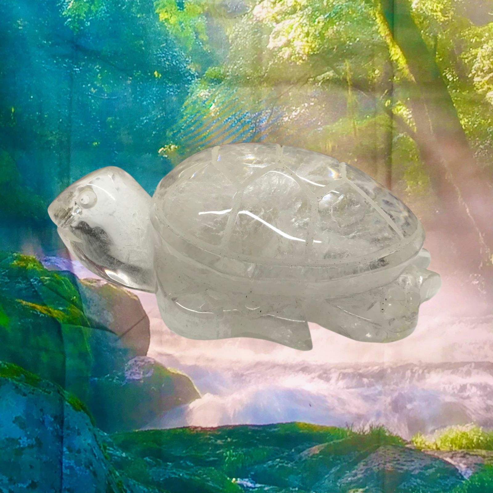 水晶 クリア 亀 浄化 高品質 透明度抜群 ロングイ（龍亀） 水晶 クリア