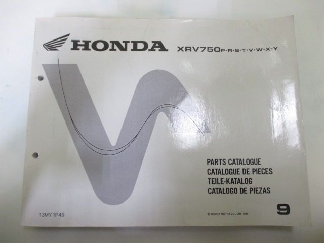 XRV750P R S T V W X Y パーツリスト 9版 ホンダ 正規 中古 バイク 整備書 RD07 JH2RD079 英仏独西語版 tW 車検 パーツカタログ