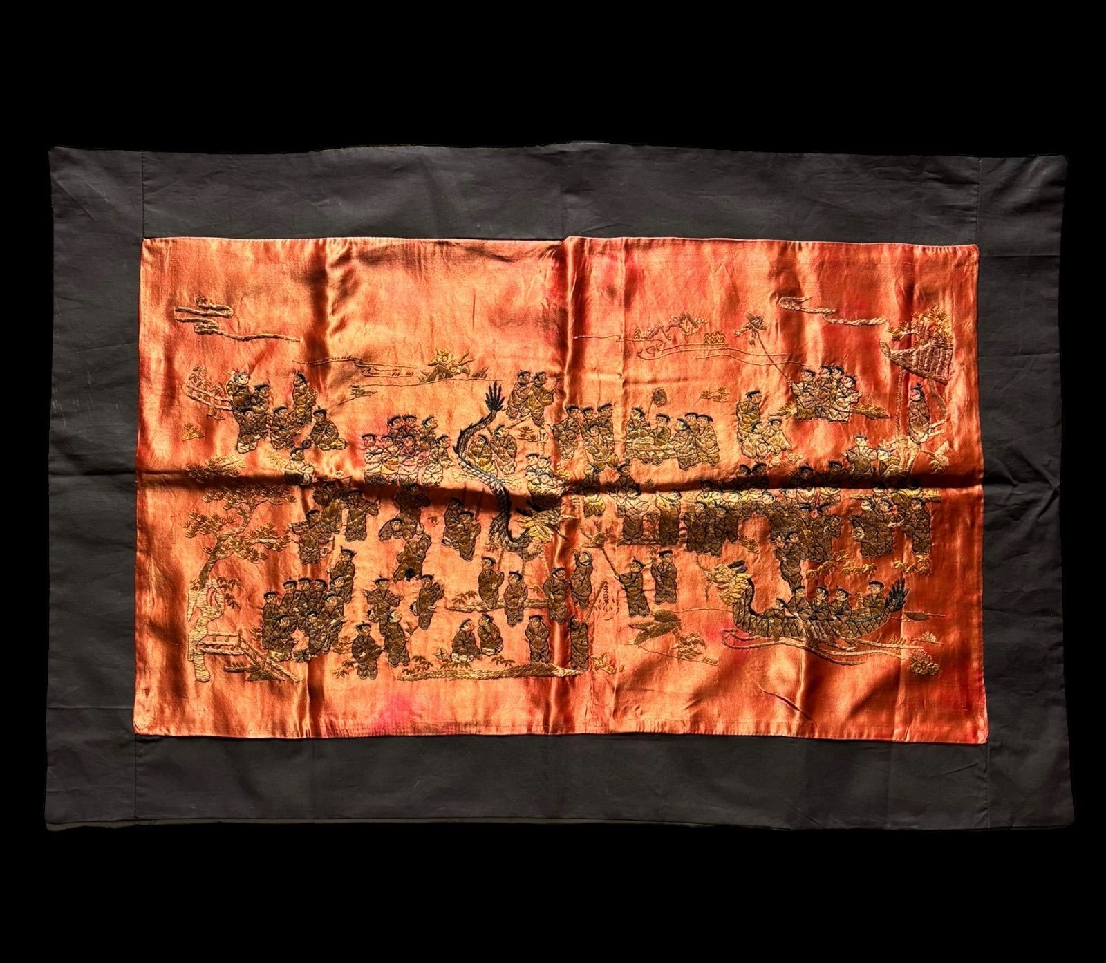 中国 刺繍 [龍人物風景絵] 布 中国雑貨 中国画 刺?画