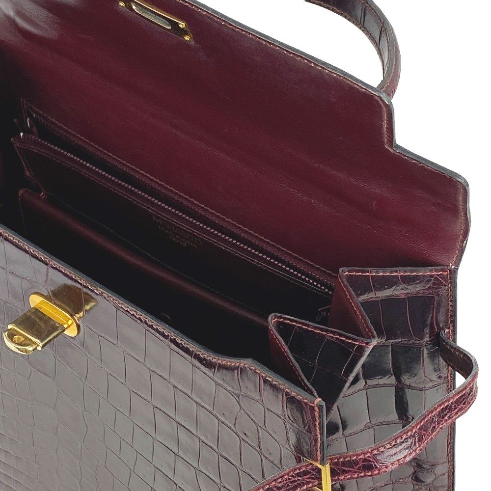 □美品□ モラビト スカラ 34 ハンド バッグ クロコ クロコダイル
