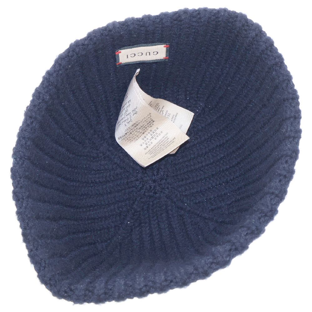 GUCCI (グッチ) ロゴプリントラベル リブ ウールニットキャップ