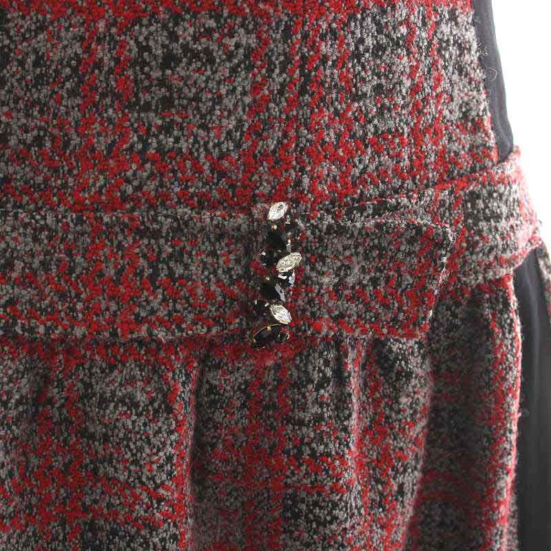 ルネ Rene TISSUE ワンピース ひざ丈 フレア ノースリーブ スクエア  