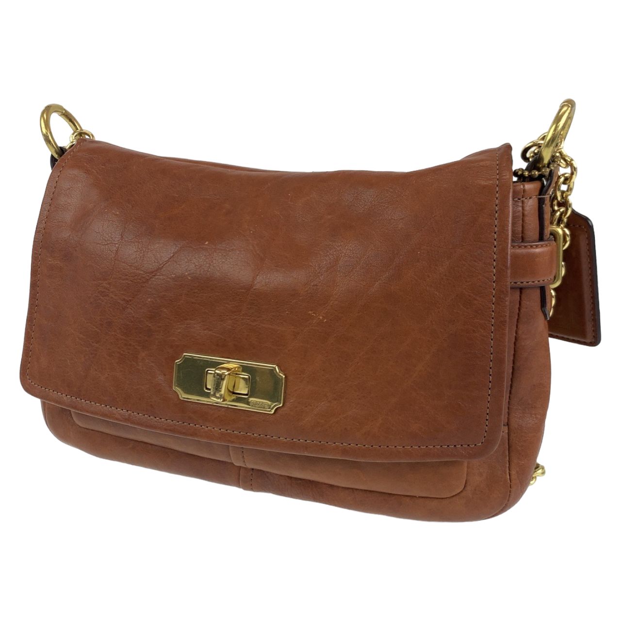 COACH コーチ ブラウン 茶 ゴールド金具 カーフ /レザー ショルダー 