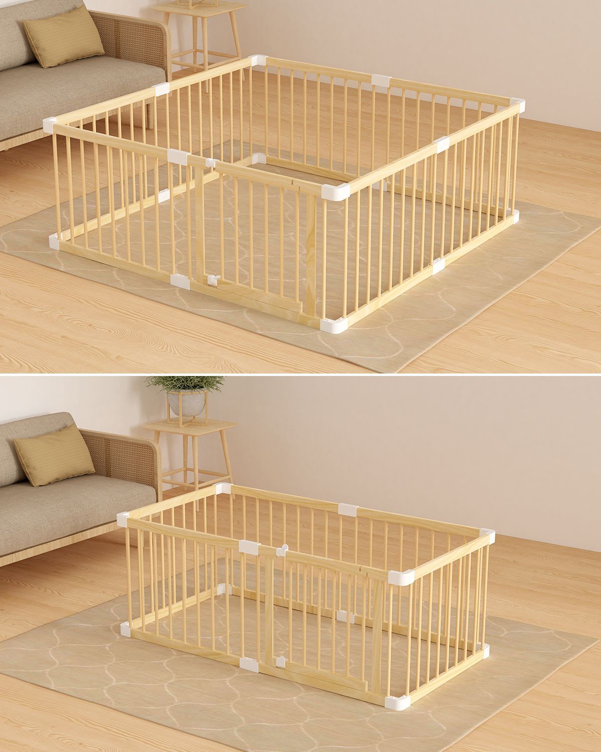 ペットサークル 木製 ベビーサークル 6枚 165×84×61cm ハイタイプ ド