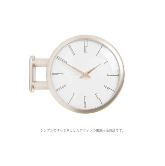 両面電波時計 ダブルフェイス ウォール クロック ブラック A7(GOLD
