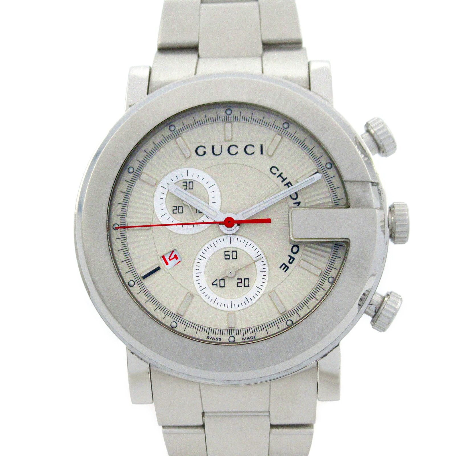 グッチ GUCCI 腕時計 Gクロノ 101M ホワイト ステンレススチール Gクロノ メンズ Used A