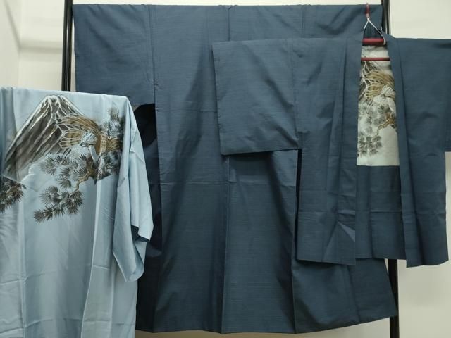 平和屋着物●男性 本場大島紬 アンサンブル 長襦袢セット 正絹 CAAX5859gh