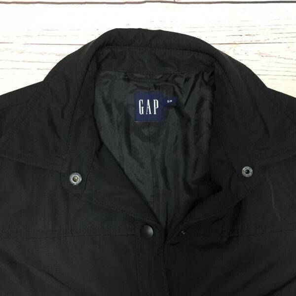 GAP☆ステンカラーコート【S/P/レディース/黒】フルジップ