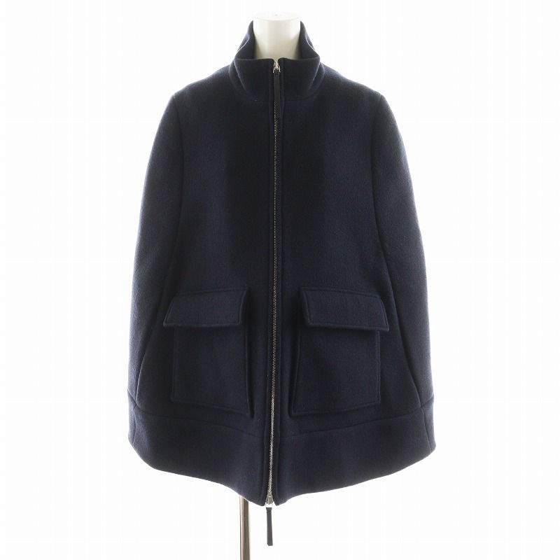 ✨美品✨マルニ　ポンチョ　ジャケット　変形　ウール　ネイビー　36 マルニ MARNI ポンチョ ウール アウター 40 紺 ネイビー