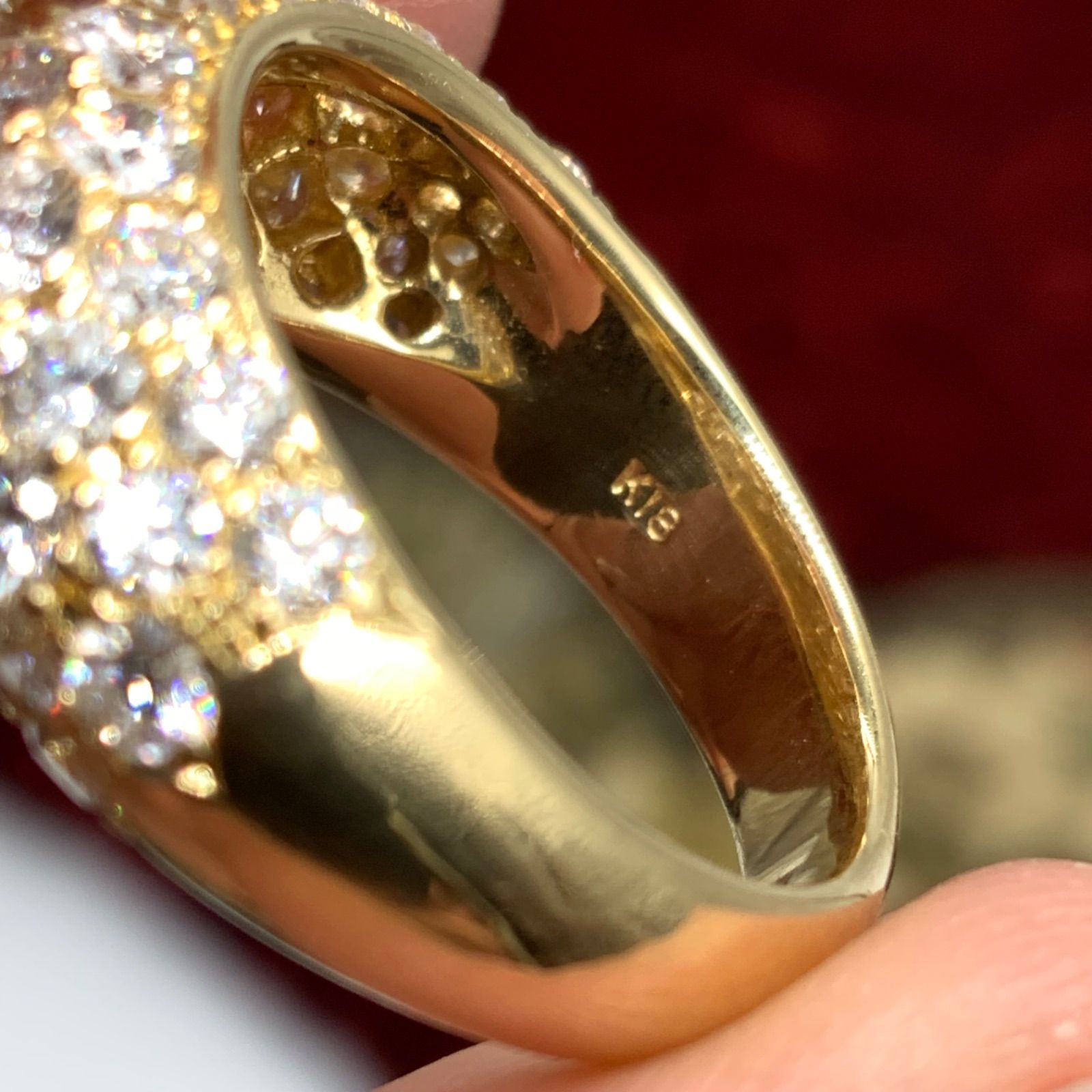K18 パヴェダイヤ 3ct リング 8.4g 約11号 - メルカリ