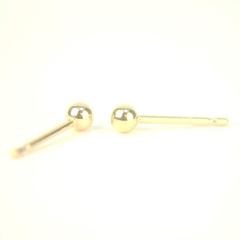 セカンドピアス 18金 軸太 K18PGピンクゴールド丸玉ピアス 3mm
