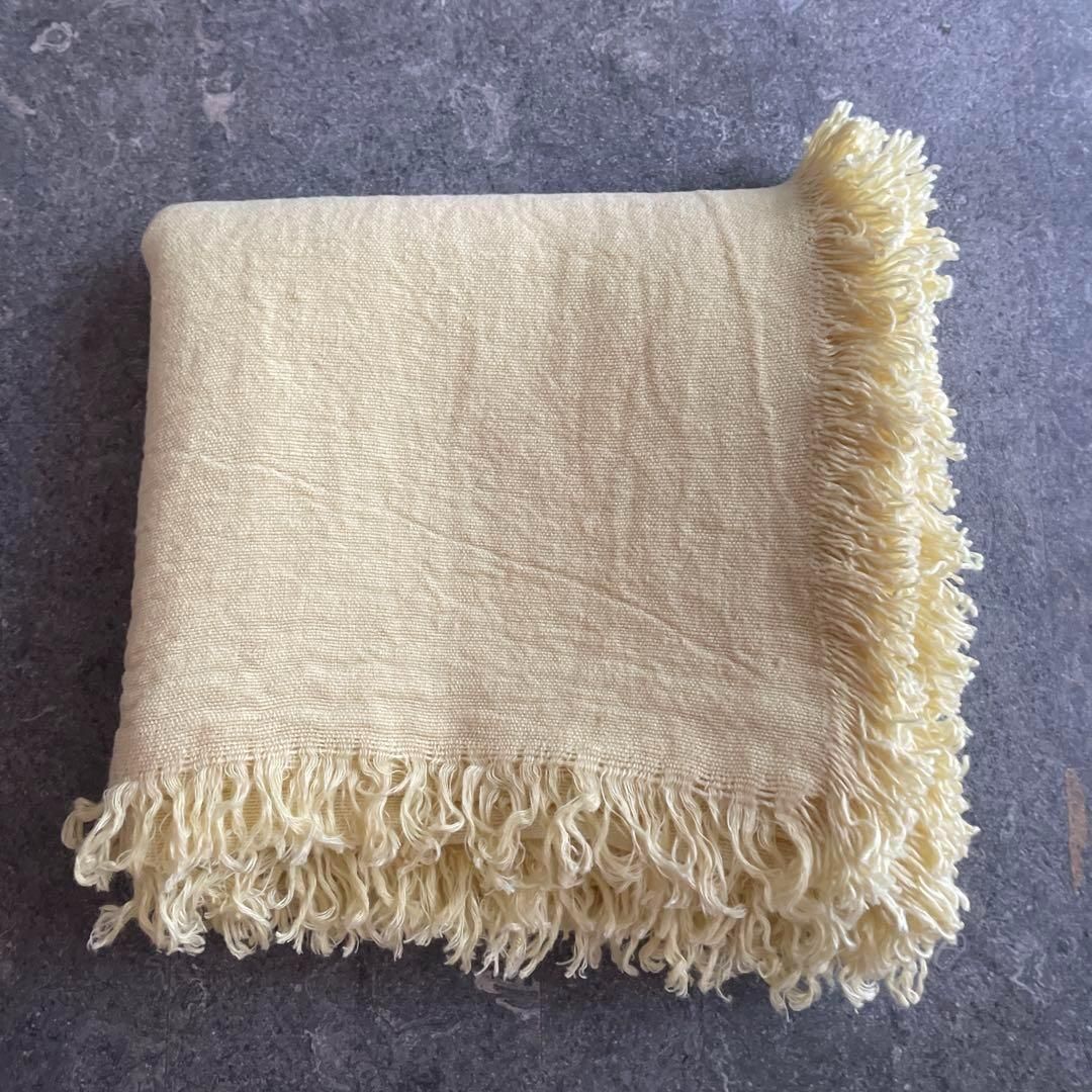 48 アソースメレ ASAUCE MELER リネン 麻 大判 ストール お呼ばれ デート オフィスカジュアル 食事会 黄色 イエロー からし色 マスタード YELLOW