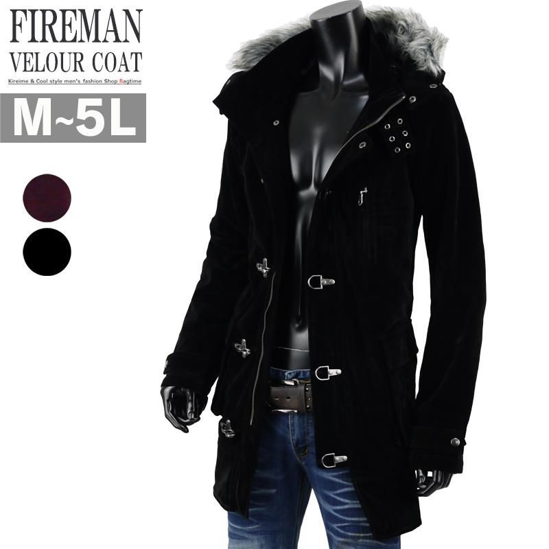 ベロア ベルベット ファイヤーマン モッズコート古着屋購入 モッズコート メンズ ミリタリーコート ベロア ベルベット ファイヤー