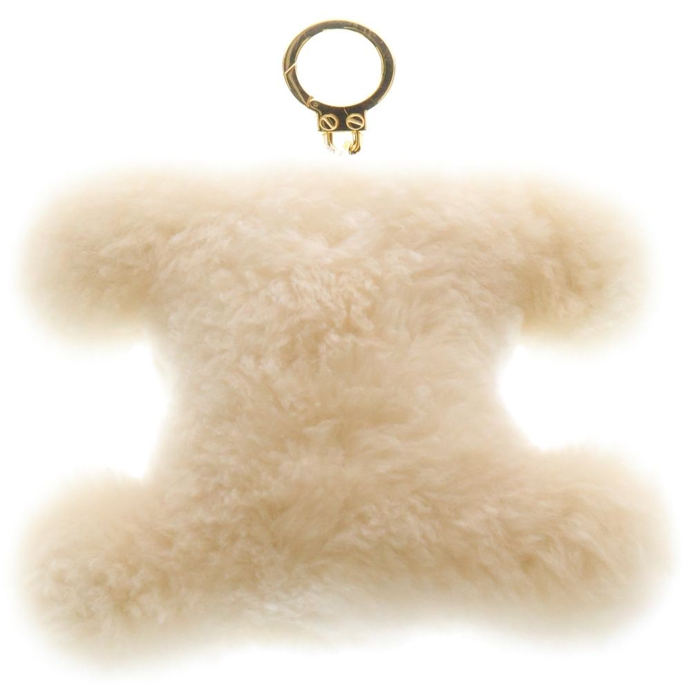 CELINE セリーヌ トリオンフ チャーム 梅モチーフ付き ポンポンチャーム ホワイト シアリング-カーフスキン 49K023GVW.01RC