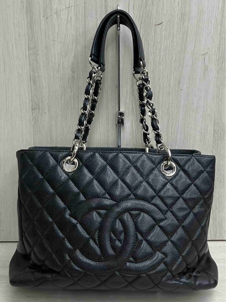 CHANEL シャネル マトラッセ 14115618 チェーントートバッグ キャビアスキン 黒 ブラック ブランドバッグ レディース 保存袋有