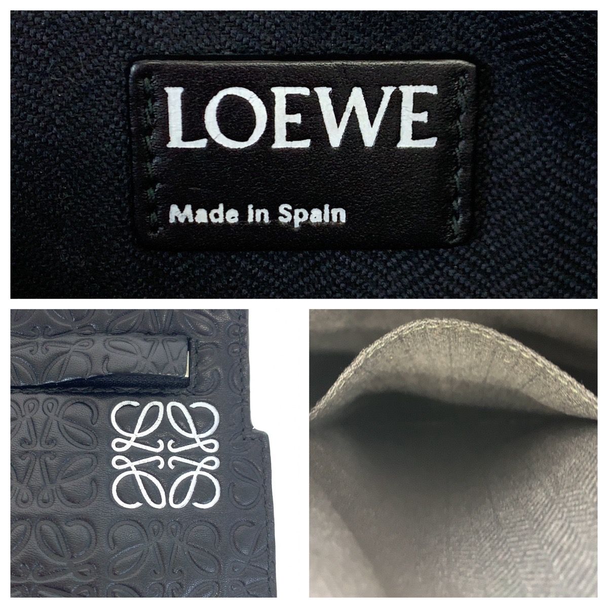 美品 LOEWE ロエベ リピート アナグラム ブラック 黒 レザー クラッチバッグ Tポーチ 男女兼用 405410【中古】