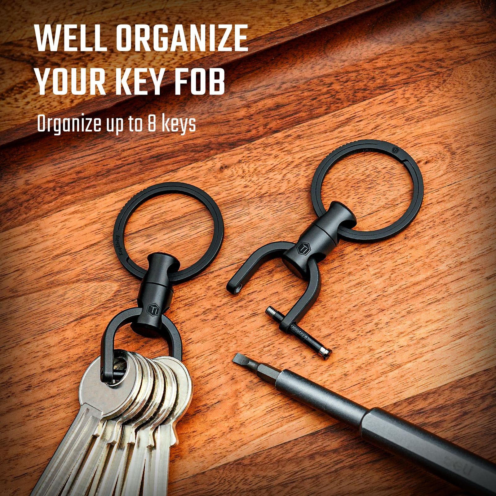 KeyUnity キーホルダー チタン 360°回転コネクター 分離不可 KA15 クイックリリース キーリング付き 軽量 小型 錆びない 鍵 紛失防止 カラビナ キーチェーン おしゃれ WWW_SKLAD-KIRPICHA_RU