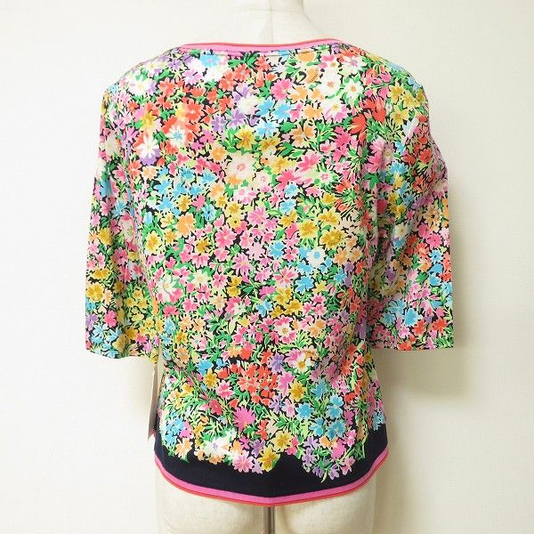 snc レオナール LEONARD カットソー Tシャツ マルチ 小花柄 ロゴ 五分袖 レディース 771909