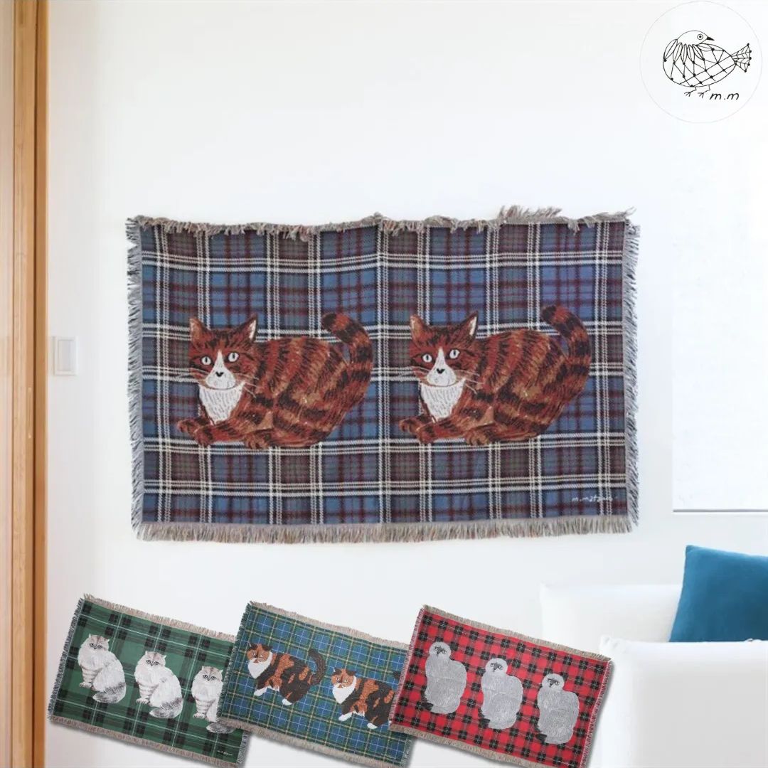 新品 松尾ミユキ ゴブラン タペストリーラグ キャット＆リーフ 猫 ねこ