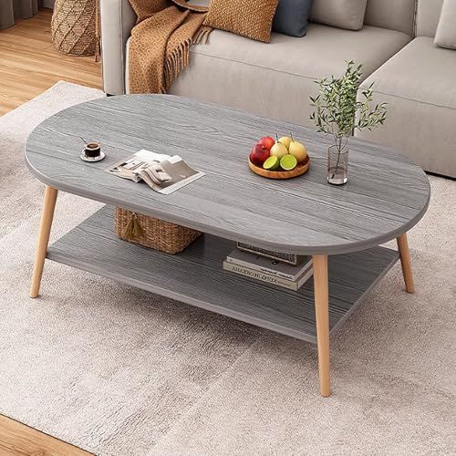 収納付き 木製 コーヒーテーブル サイドテーブル 北欧 センターテーブル グレー おしゃれ 100x50cm ナチュラル 一人暮らし 二段 滑り止め付き ローテーブル リビングテーブル ORCHID