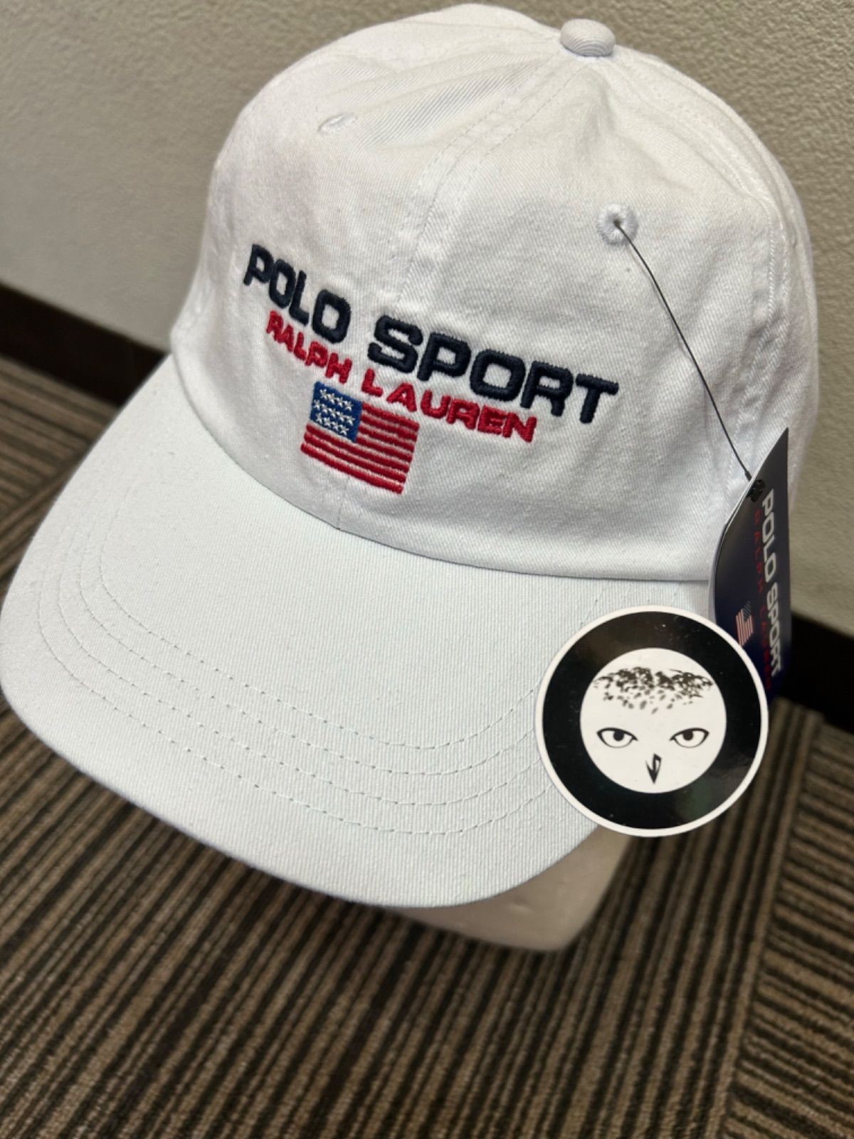 新品ポロスポーツラルフローレン ローキャップ フリーサイズ白色  POROSPORT RalphLaurenベースボールキャップ ポロホワイト6パネルキャップ 古着屋OWL