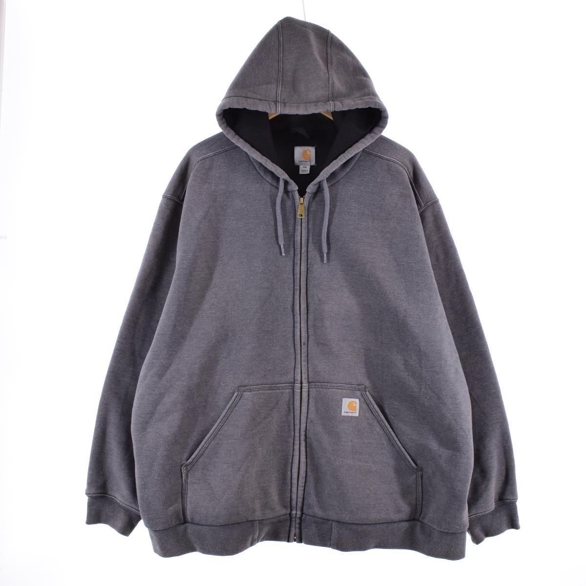 古着Carhartt ジップパーカー Lサイズ 古着 90s Carhartt パデット スウェット ジップ パーカー 茶 L位